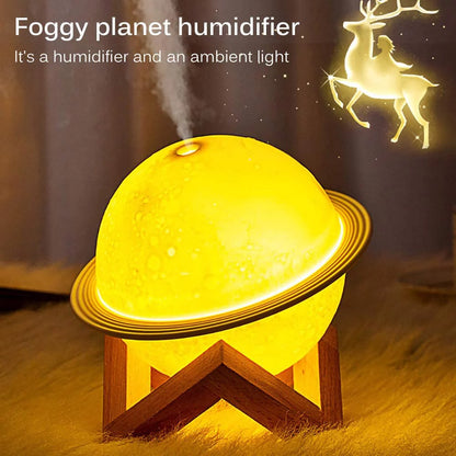 Moon Lamp Humidifier, 2 in 1 Moon Night Light & Humidifiers with USB Recharge, 3 Colors 3D LED Moon Light with Stand