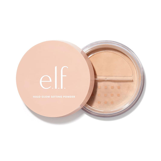 e.l.f. Halo Glow Setting Powder, Silky, Weightless, Blurring, Smooths, Minimizes Pores and Fine Lines, Creates Soft Focus Effect, Light, Semi-Matte Finish, 0.24 Oz