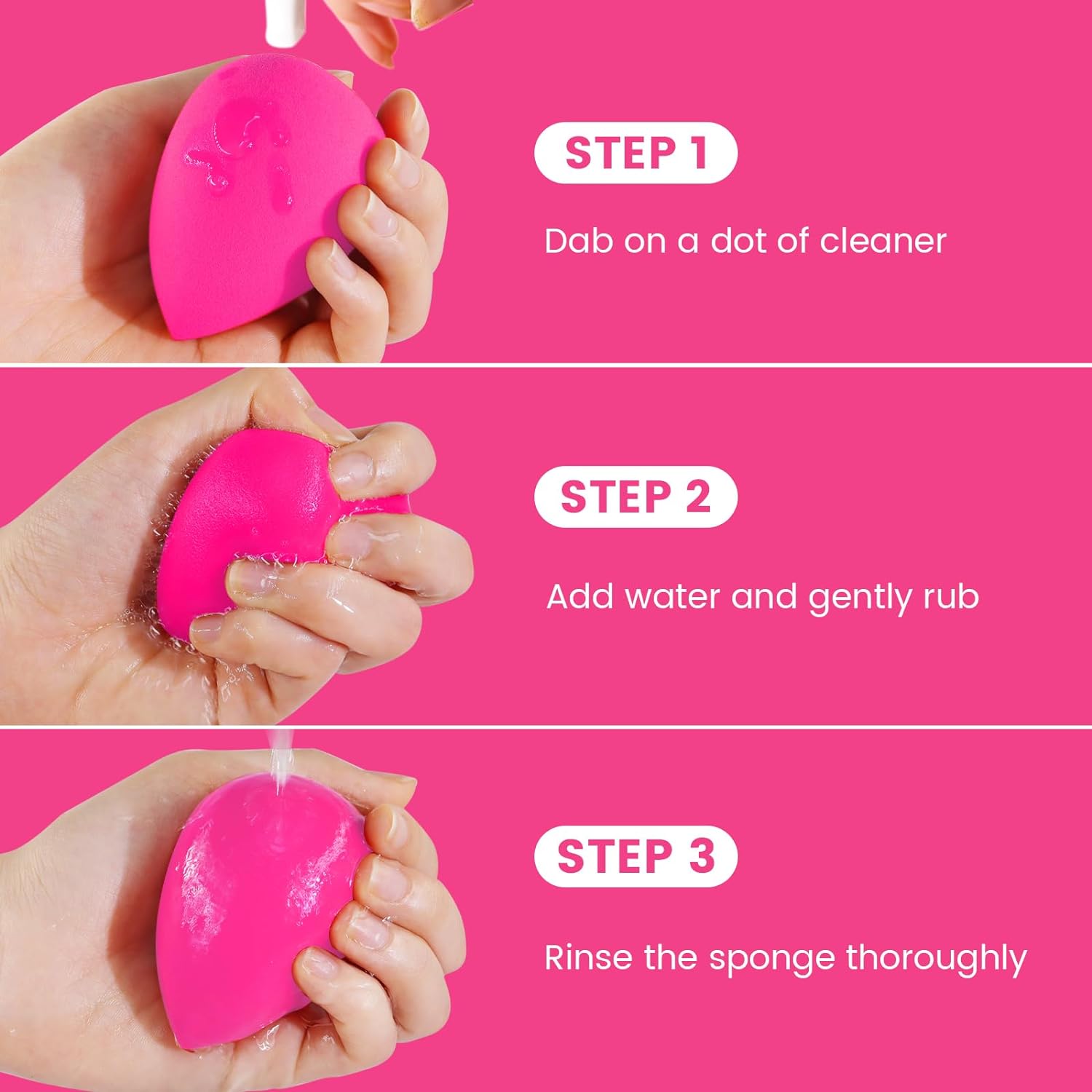 5 Pcs Beauty Makeup Sponges, Latex Free for Flawless Liquid, Cream, and Powder Application, Rose Pink Sponges