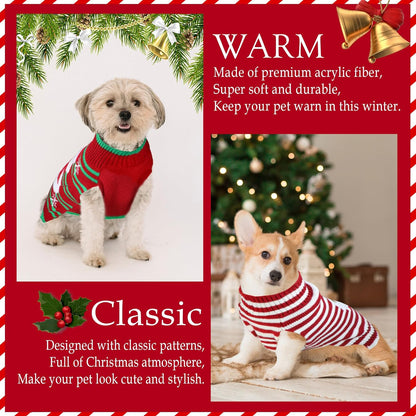 4 Pack Dog Holiday Christmas Sweater for Small Medium Large Dogs Pets