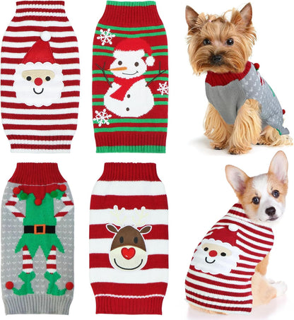 4 Pack Dog Holiday Christmas Sweater for Small Medium Large Dogs Pets