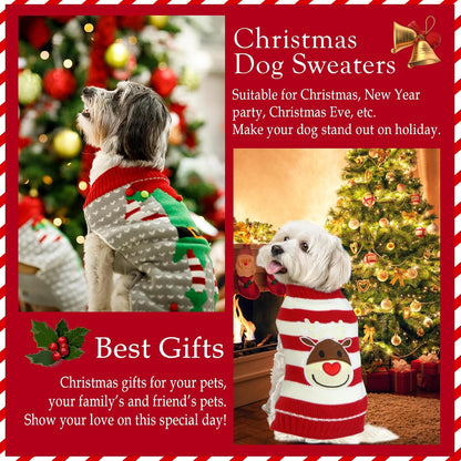 4 Pack Dog Holiday Christmas Sweater for Small Medium Large Dogs Pets