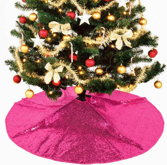 Tree-Skirt-Hot Pink Christmas 36-Inch Sequin Tree Skirt