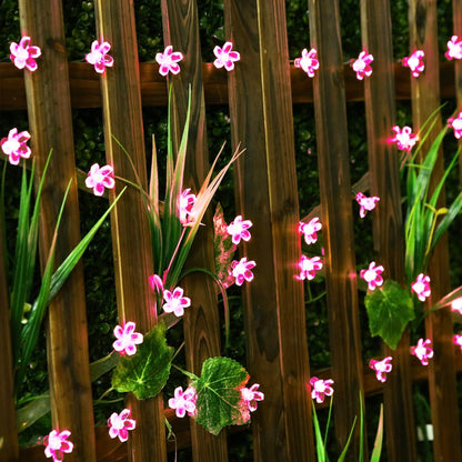 2 Pack Pink Solar Flower String Lights, Each 30.6FT 50LED Outdoor Waterproof, 8 Mode Pink Cherry Blossoms Fairy Lights for Garden Patio Lawn 