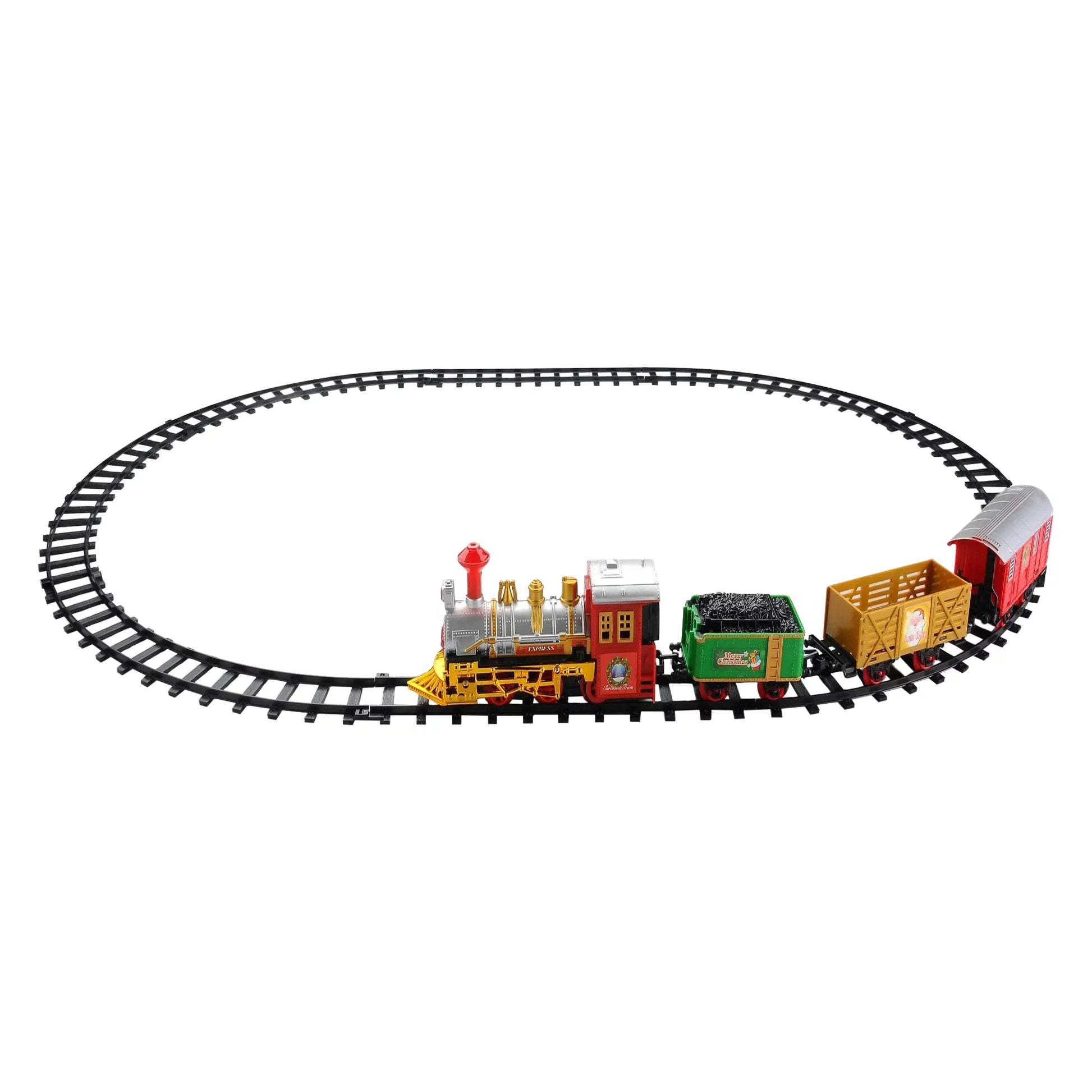 12-Piece Battery Operated Lighted and Animated Christmas Express Train Set with Sound